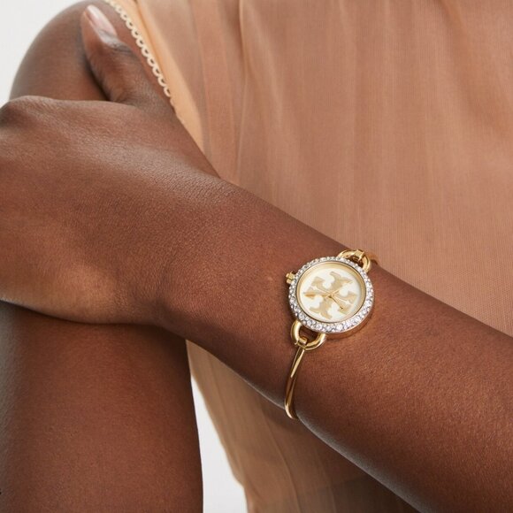 NEW TORY BURCH The Miller Gold-Tone Stainless Bangle Bracelet Watch TBW6015 - Picture 3 of 8